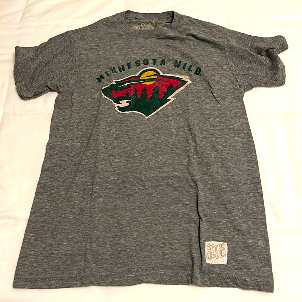 Original Retro Brand NHL Hockey Minnesota Wild Logo Short Sleeve Men’s shirt